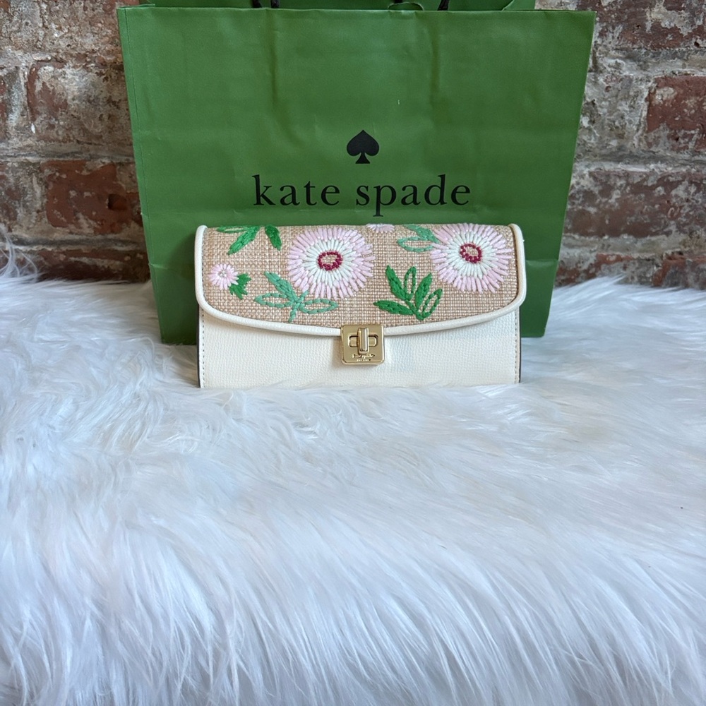 Kate Spade Cream Floral wallet with chain
